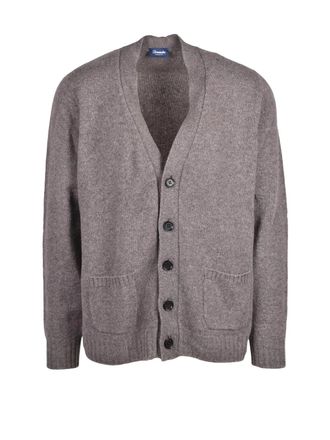 Drumohr Grey Wool V-Neck Cardigan