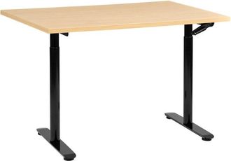 Beliani Beliani - Escritorio De Altura Regulable Manual Oficina Moderna Patas Redondas 120 X 60 Cm Tablero Marr&oacute;n Claro Base De Acero Negra Destinas