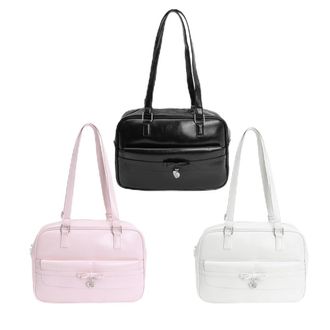 Generic PU Leather Shoulder Bags Solid Color Underarm Bags for Women Lady Work (Pink)