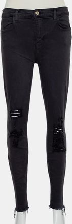 J Brand Demen Black Denim Distressed Skinny Alana Jeans