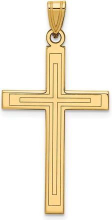 Diamond2Deal 14k Yellow Gold Solid Laser Etched Cross Pendant
