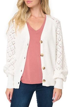 Gibsonlook Gigi Diamond Stitch Crochet Cardigan in Unbleached at Nordstrom Rack, Size Large