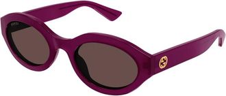 Gucci Minimal Oval Zonnebril - Dames - Zonnebrillen - Paars - 53 MM - Accessoires