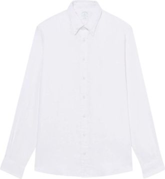 Brooks Brothers Linnen Slim Button-Down Overhemd - Heren - Casual Overhemden - Wit - S - Linnen - Overhemden
