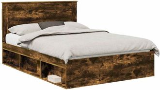 vidaXL Bed Frame Smoked Oak 140 x 200 cm Solid Pine Wood vidaXL