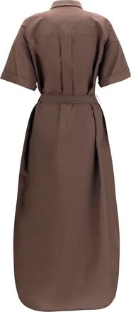 Brunello Cucinelli Womens Sequined Shirt Dress With Belt Dark Brown Cotton; Polyamide