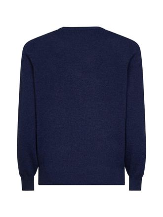 Brunello Cucinelli Mens Cashmere Crewneck Sweater Blue