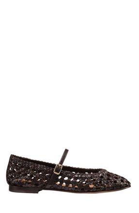 Margaux Eyewear The Woven Demi Jane Flat in Espresso Leather at Nordstrom, Size 42.5