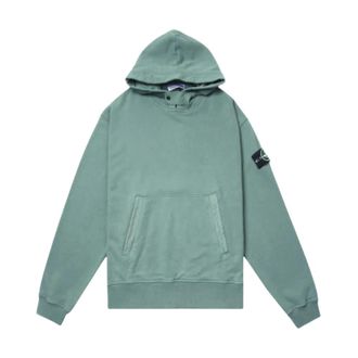 Stone Island Felpa con cappuccio in cotone spazzolato - - Sweatshirts & Hoodies - Uomo - Verde - XL