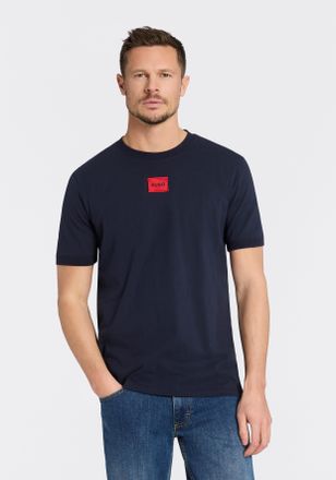 HUGO BOSS T-Shirt HUGO Diragolino, Herren, Gr. L, dunkelblau405, Single Jersey, Obermaterial: 100% Baumwolle, unifarben, regular fit normal, Rundhals, Shirts T-