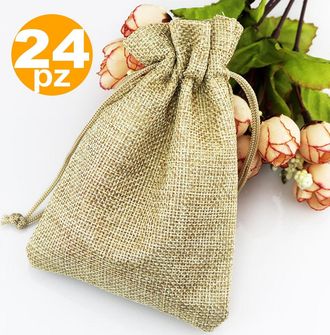 Trade Shop Trade Shop - Sacchetti Juta Beige Bomboniere Portaconfetti Segnaposto Segnatavolo Sacchettino