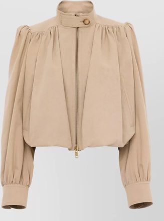 Chlo&eacute; cotton gathered cropped jacket