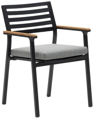 K Home Hochwertiger Outdoor Stuhl Bonny mit Armlehnen, Teakholz/Schwarz