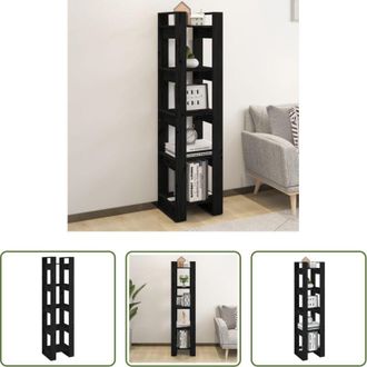 vidaXL Scaffale per libri - Libreria/Divisorio Nero 41x35x160 cm in Legno Massello di Pino