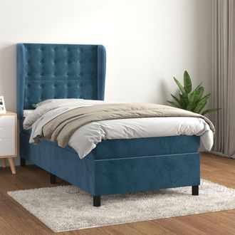 vidaXL Vidaxl - Cama Box Spring Con Colch&oacute;n Terciopelo Azul Oscuro 100x200 Cm