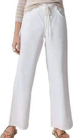 Lilla P Linen Blend Straight Leg Pants In White