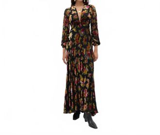 Rixo Emory Gown In Countryside Devor&eacute; Black