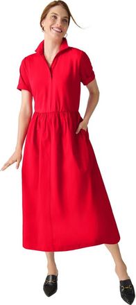 Jessica London Mixed Media Poplin Shirt Dress in Vivid Red at Nordstrom, Size 18