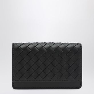Bottega Veneta Small Black Intrecciato Continental Wallet