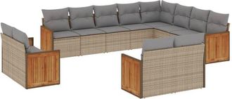 vidaXL Set De Sof&aacute;s De Jard&iacute;n 12 Pzas Y Cojines Rat&aacute;n Sint&eacute;tico Marr&oacute;n Vidaxl