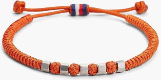Tommy Hilfiger Mens Adjustable Braided Nylon Bracelet - Orange