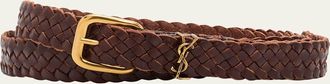 Saint Laurent Mens Braided Leather Roller-Buckle Belt