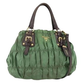 Prada Pre-owned Handbags, female, Green, Size: ONE SIZE Pre-owned Vintage Nylon Hand Bag
