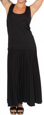 Esth&eacute; Contrast Tank Top Pleated Maxi Dress In Black