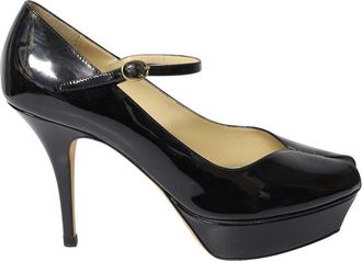 Saint Laurent Womens Patent Leather Yves Peep Toe Platform Mary Jane Pump (Authentic Pre-Loved)