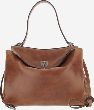 Balenciaga Womens Shoulder Bag Rodeo Brown Domesticated Lamb Leather