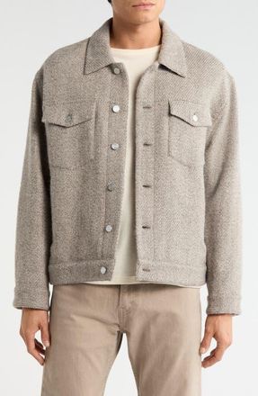 Frame Denim Tweed Trucker Jacket in Light Taupe at Nordstrom, Size Xx-Large