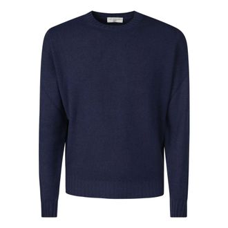 FILIPPO DE LAURENTIIS Jersey de cuello redondo de lana y cachemira acanalado - Knitwear - Hombre - Azul - 2XL