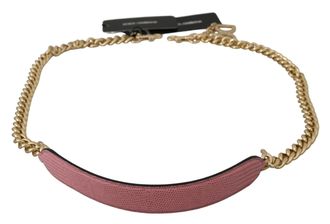 Dolce & Gabbana Womens Pink Leather Gold Chain Accessory Shoulder Strap Bag