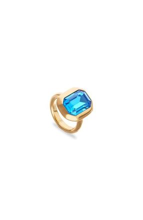 UNOde50 Gold-tone Ring with Emerald-Cut Blue Crystal at Nordstrom, Size 8.5