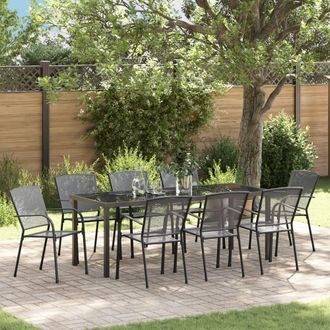 Berkfield Home 9 Piece Garden Dining Set Anthracite Steel