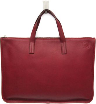 Loewe Toledo Leather Red Leather Briefcase Bag (Pre-Owned)