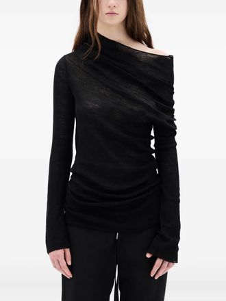 Ann Demeulemeester Tizziana drop-shoulder long-sleeve top - women - Virgin Wool - M - Black