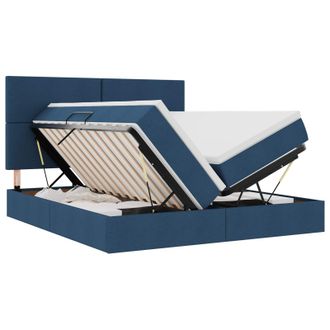 vidaXL Cama De Almacenamiento Led Con Colch&oacute;n Azul 180 X 200 Cm Tela Vidaxl