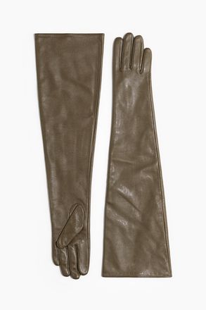 H&M Lange Lederhandschuhe - Mattgr&uuml;n