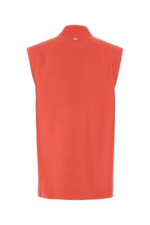 Agnona Womens Coral Wool Blend Vest Lightredsunset Giacche E Gilet