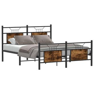 Berkfield Home Durable Bed Frame without Mattress Smoked Oak 140x200 cm Engineer in Brown