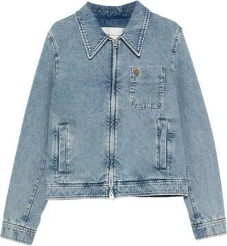 Ami Classic Denim Jacket with Pointed Collar and Emblem
