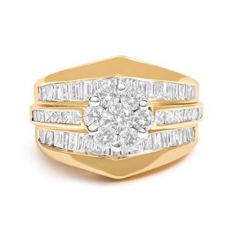 House of Brilliance 14K Yellow Gold 2-1/3 Ctw Diamond Cluster Channel Set Chevron Shaped Engagement Ring at Nordstrom, Size 7.5