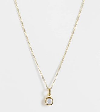 Abbott Lyon Collana placcata oro 18 ct con ciondolo bombato in quarzo bianco