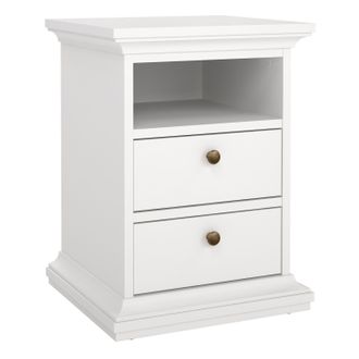 Furniture To Go Paris Bedside 2 Drawers in White | Size: A