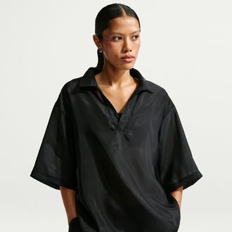 Nike Womens Nike Sportswear Oversized Sheer Top in Black | IR1680-010