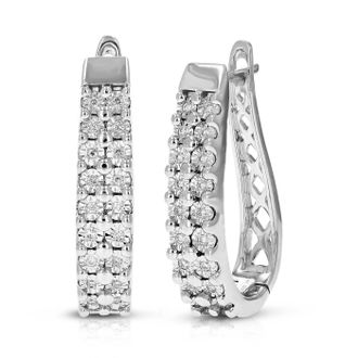 Vir Jewels 1/6 cttw Lab Grown Diamond Hoops Earrings in Sterling Silver With Clip On Backs For Women