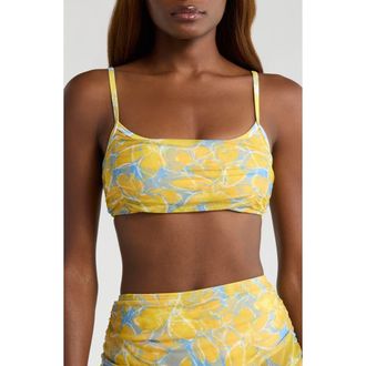 Hutch Tawnie Bikini Top in Yellow Gardenias at Nordstrom, Size X-Large