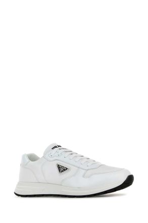 Prada Mens White Nylon And Leather Prax 2.0 Sneakers Bianconero Poliammidericiclata-Vitello