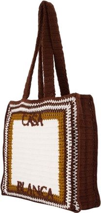 Casablanca Unisex Crochet Shopper Tote Brown Cotton